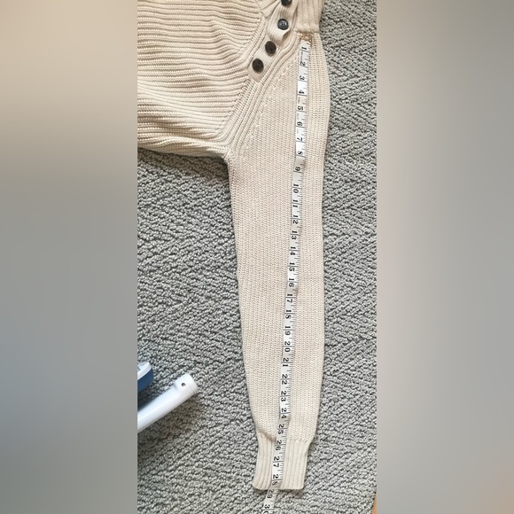 J. Crew Chunky Button Mock Neck Cotton Sweater M Cream - Picture 9 of 9